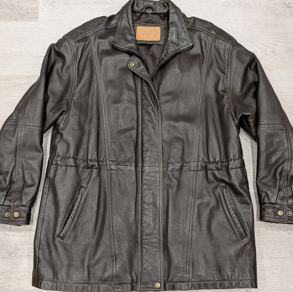 Vintage 90s The Olde Hide House Acton Men's Dark Brown Leather Jacket